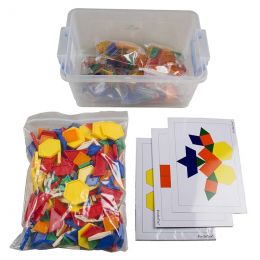 Pattern Blocks 6-shape 6-colour -  Class Set  (446 blocks and 24 cards)
