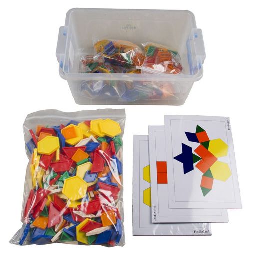 Pattern Blocks 6-shape 6-colour -  Class Set  (446 blocks and 24 cards)