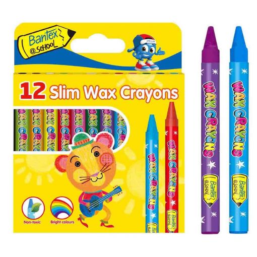 Wax Crayons - 8mm (12pc) Slim @School - Bantex