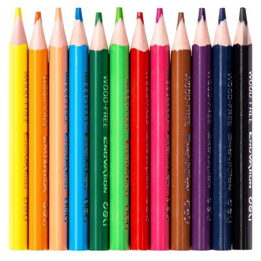 Colour Pencils - Triangular 3mm lead (12pc) Half Length - Enovation - Deli