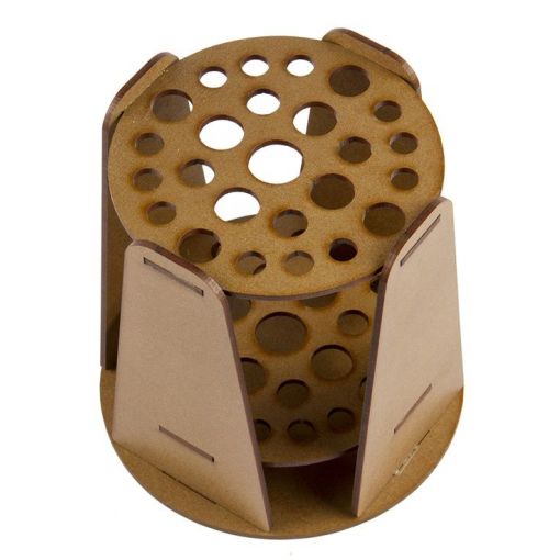 Brush Holder- Round Wood (25 Hole)