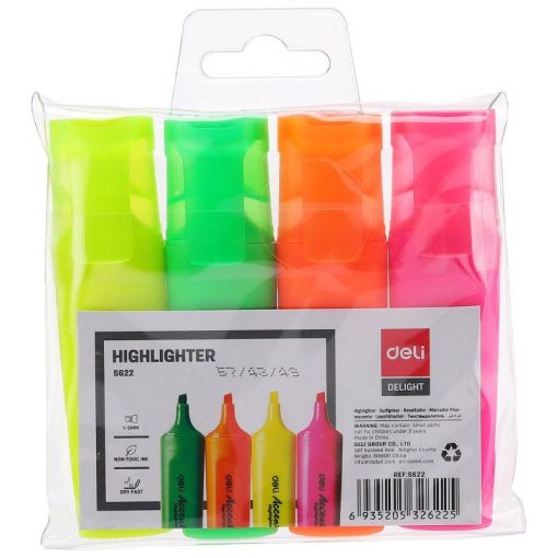 Highlighter - Chisel Tip Bright (4pc) - Accent Delight - Deli