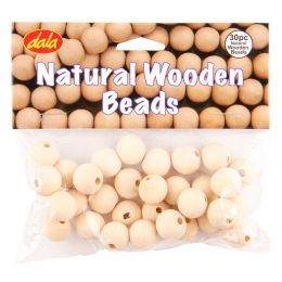 Beads Wooden Round - Natural - 14mm (30pc)