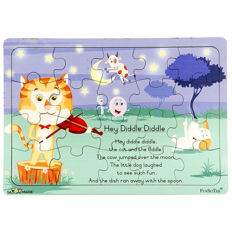 PZ Wood Frame - A4 20pc - Hey Diddle Diddle -  Nursery Rhymes (BB)