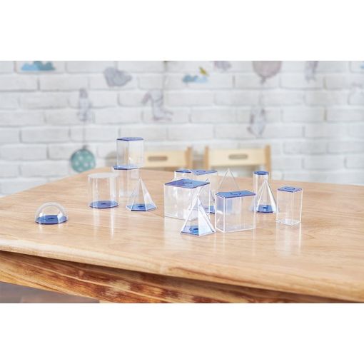 Geometric 3D Shapes (17pc) Volume Set (~5cm, blue lid)