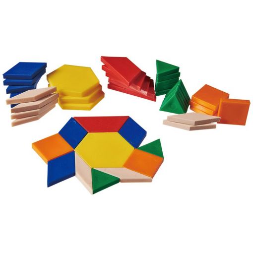 Pattern Blocks 6-shape 6-colour - Solid Plastic (250pc)