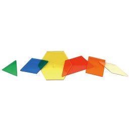 Pattern Blocks 6-shape 6-colour - Transparent Plastic (49pc)