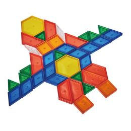 Pattern Blocks 6-shape 6-colour - 2-side Recessed Transparent (49pc)