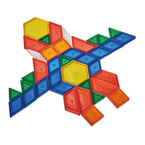 Pattern Blocks 6-shape 6-colour - 2-side Recessed Transparent (49pc)