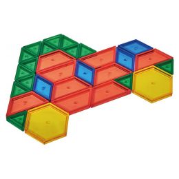 Pattern Blocks 6-shape 6-colour - 2-side Recessed Transparent (49pc)