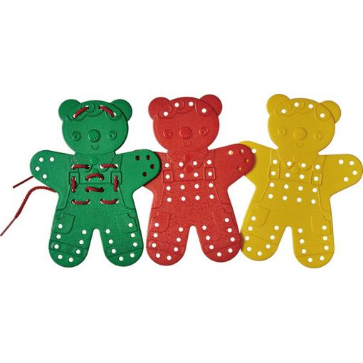 Threading Animals Large (bear dog duck) - 9pc  Primary Colours