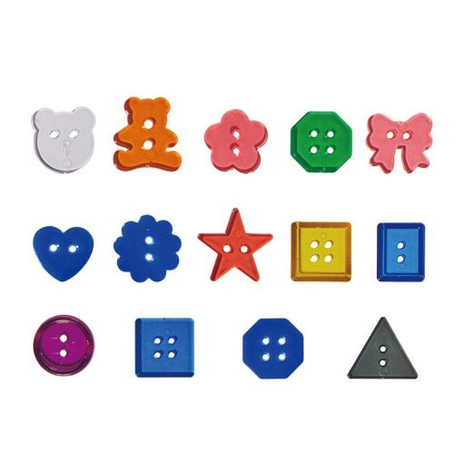 Buttons Craft Transparent - Small Shapes Ass (400pc) ~2.5cm