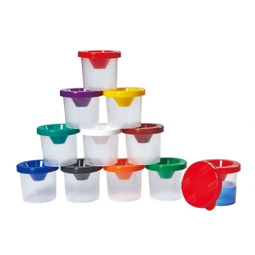 Paint Pots Clear & Coloured Lids (10pc)