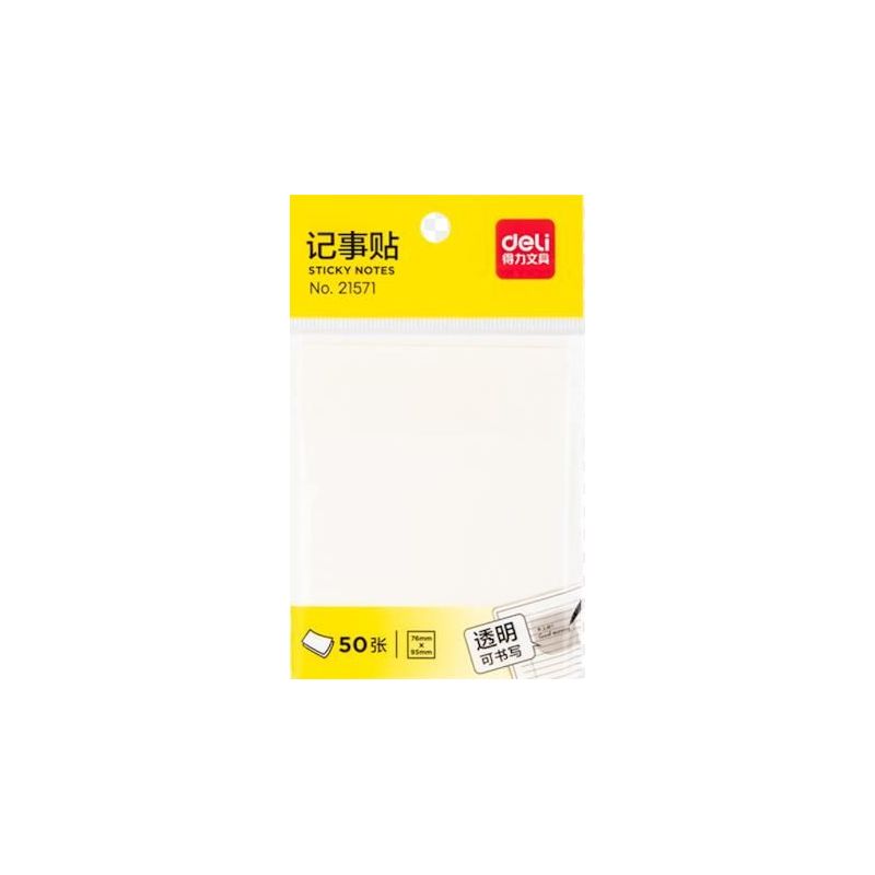 Sticky Notes - 76x95mm (50 sheets) Transparent  - Deli