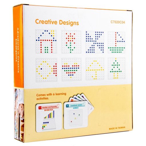 3D Peg Board Set (1-board, 100-peg, 5-colour)