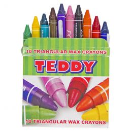 Wax Crayons - Triangular 11mm (10pc) T10 - Teddy