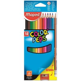 Colour Pencils - Triangular 7mm (12pc) Color'Peps + Sharpener - Maped