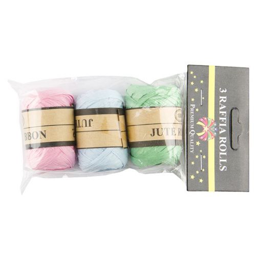 Raffia Rolls (3x10m) 3x Assorted Colours ~60gr