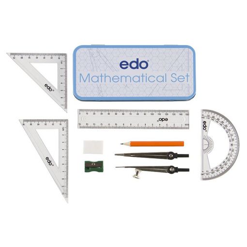 Edo math sets 9 piece in metal container