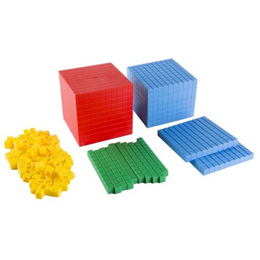 Base Ten Set - 4 Colour Interlocking (121pc) - in Carton Box