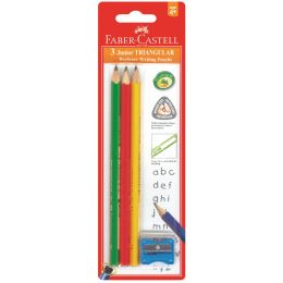 Pencils - 2B Junior Grip (3pc) + Sharpener - FaberCastell