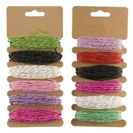 Raffia String with Glitter Thread (6 Assorted Colours x 5m each)