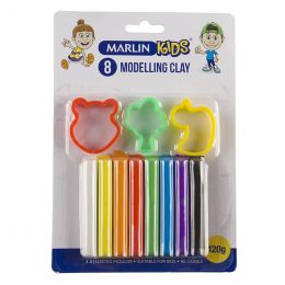 Modelling Clay - (120g) 8 Colours with 3 Moulds / Cutters - Marlin