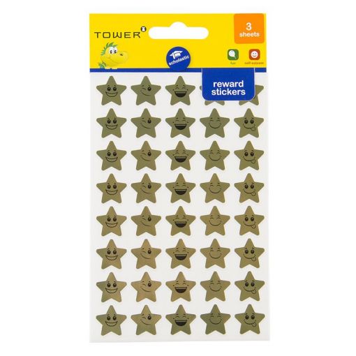 Stickers - Gold Stars with Faces -25mm (120pc) 3 sheets