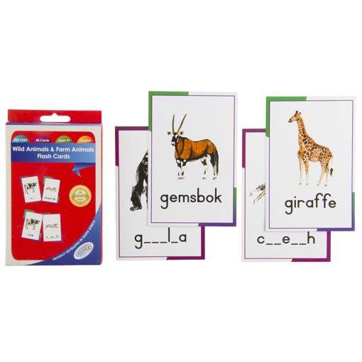 Wild Animals & Farm Animals Flash Cards (40 Cards)