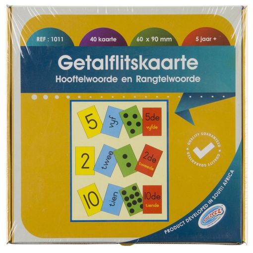 Getal Flitskaarte - Hooftel & Rangtelwoorde (Number Flash Cards)