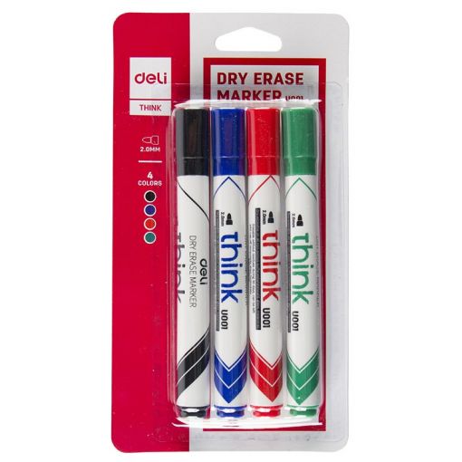 Whiteboard Marker - Bullet Tip 2.0mm (4pc)  - Deli