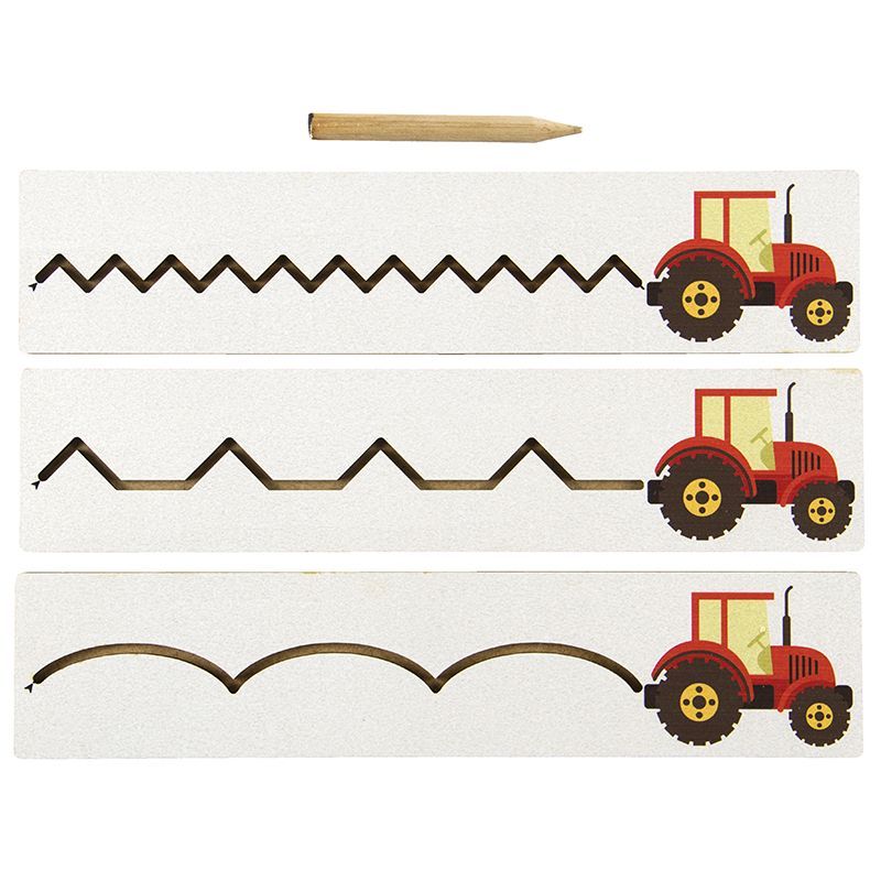 Writing patterns -  Tractor (3pc) Pencil Tracing - Wooden