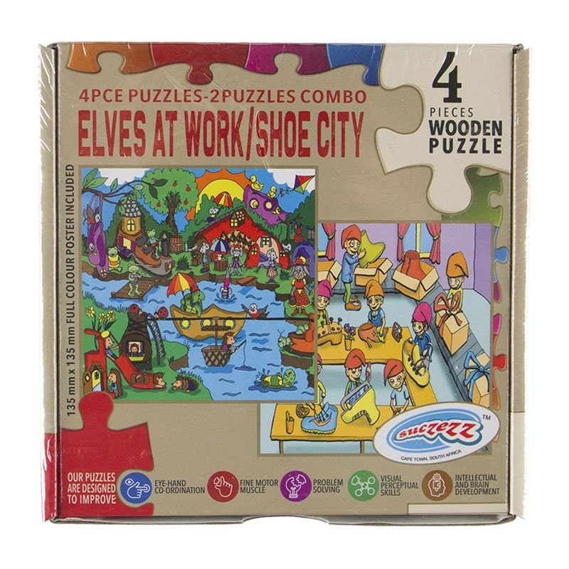 PZ SZ Wood 4pc 2in1 - Elves at work & Shoe City