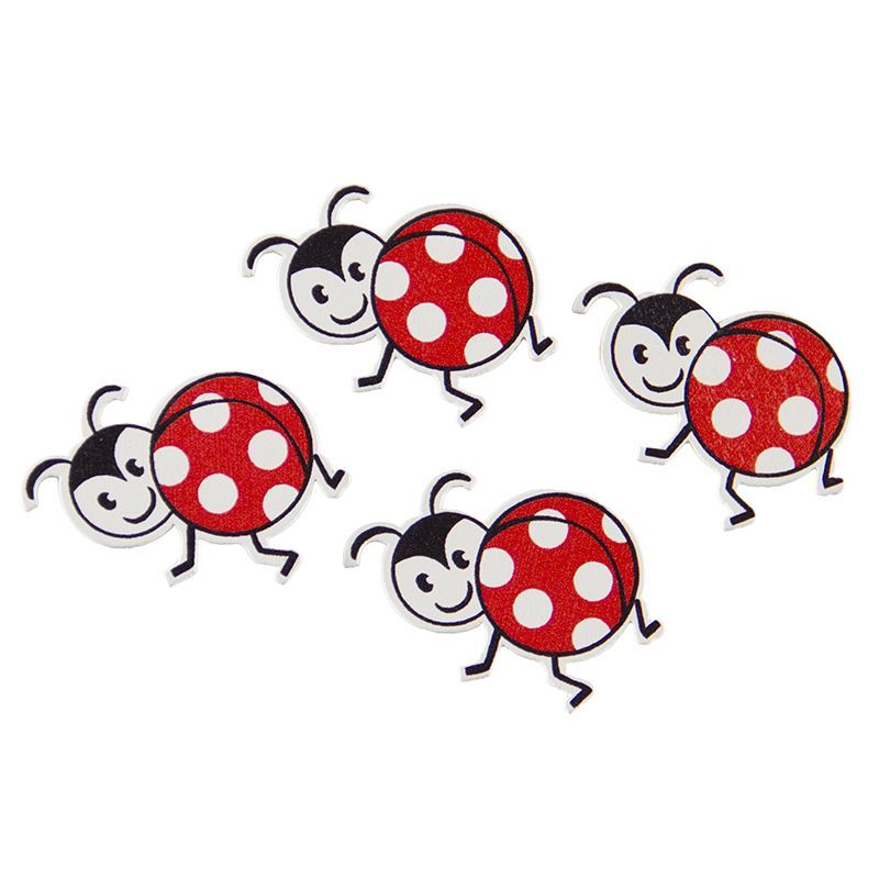 Wood Embellish - Smiling Ladybug (4pc)