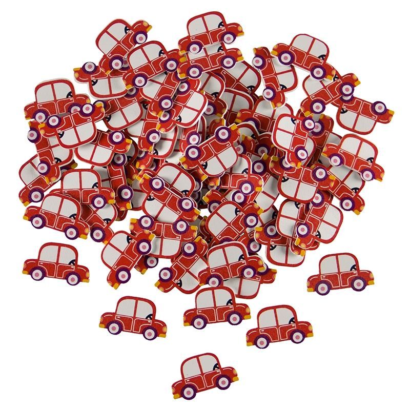 Wood Embellish - Red Car (100pc)