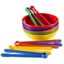 Jumbo Plastic Tweezers & HD Sorting Bowls Set (12pc) 6 colours