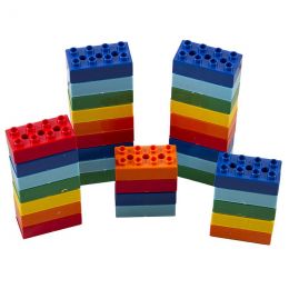 6 Bricks (25 Sets) - Duplo sized (six colour 8 stud bricks)