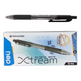 Pen - Ballpoint - Black Click - Tip 0.7mm (12pc) - Xtream  - Deli