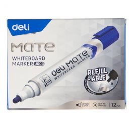 Whiteboard Marker - Bullet Tip 2.0mm (12pc) Mate - Blue  - Deli
