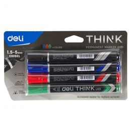 Permanent Marker - Chisel Tip 1.5mm (4pc) - Deli