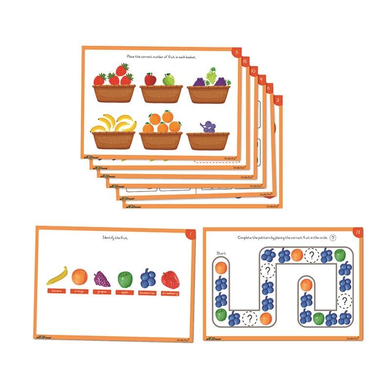 Counters - Fruit Activity Cards (A4) - (8pc Double sided) (blue berry etc, 6 Designs, 6 colour)