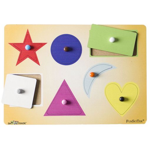 Knob Puzzle A4 - Shapes (wood)