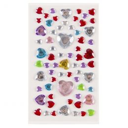Stick-on RhineStones Hearts (66pc) mixed colour & sizes