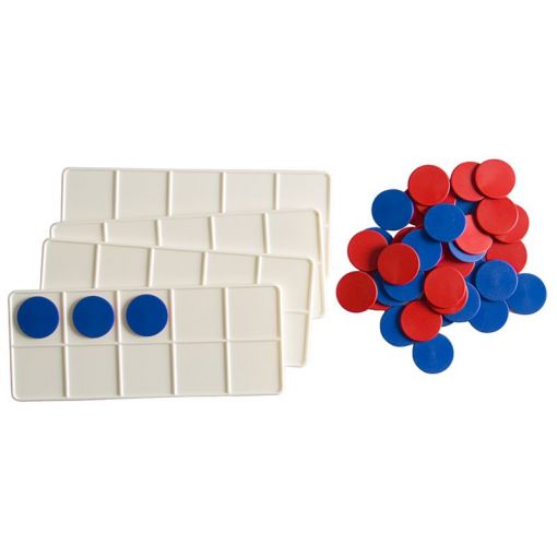 Ten-Frame set Plastic (4xBoards + 40xCounters-2 colours)