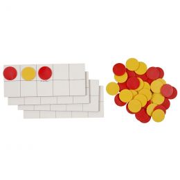Ten-Frame set Wood (4xBoards + 40x2-side coloured Counters)
