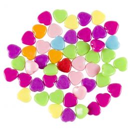 Beads Plastic - Assorted Coloured Hearts - 10mm (15g)