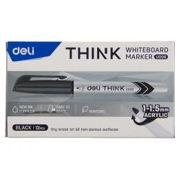 Whiteboard Marker - Slim Bullet Tip 1.5mm (12pc) - Black - Deli