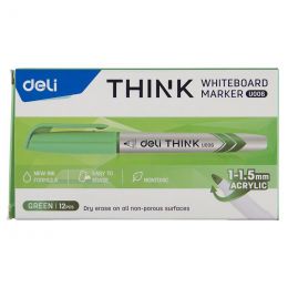 Whiteboard Marker - Slim Bullet Tip 1.5mm (12pc) - Green - Deli