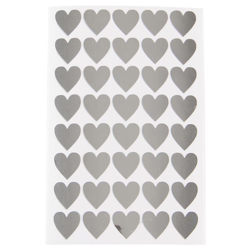 Sticker Hearts - Silver (160pc)