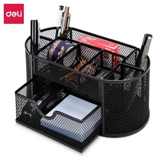 Mesh Desk Organizer 220x112x104mm Black - Deli